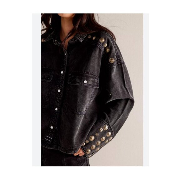 We The Free Free people Austin Denim Top Shirt Size XS-S Relaxed Fit - Picture 2 of 8